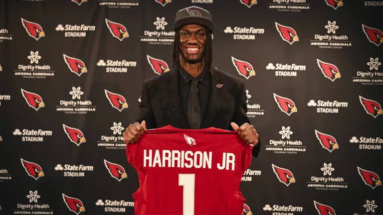 De nieuwe wide receiver voor de Arizona Cardinals Marvin Harrison Jr