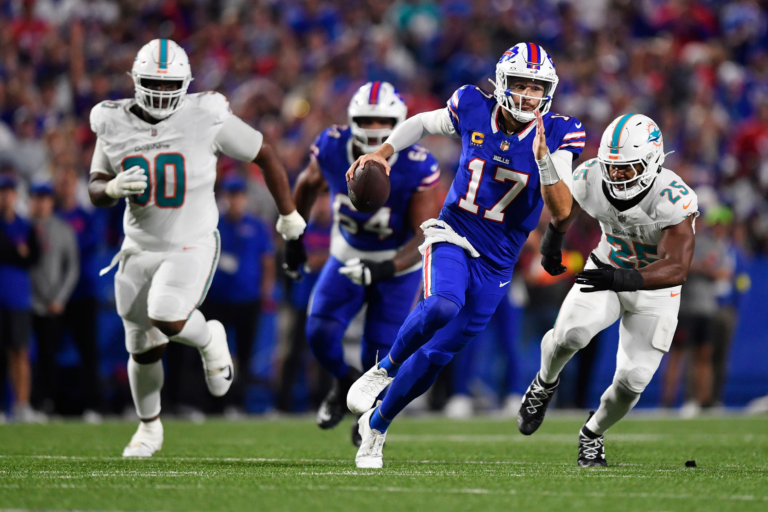 Josh Allen en zijn Buffalo Bills wonnen van de Miami Dolphins